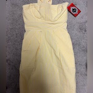 Trixxi Strapless Yellow and White Dress